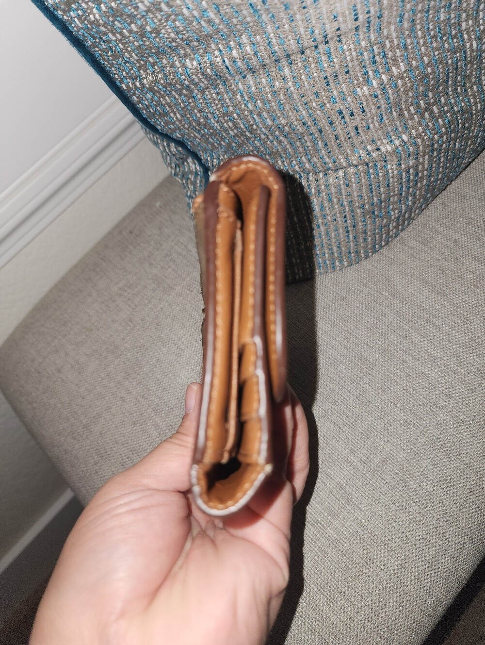 Coach Signature Brown Fold-Over Wallet - Picture 6 of 13